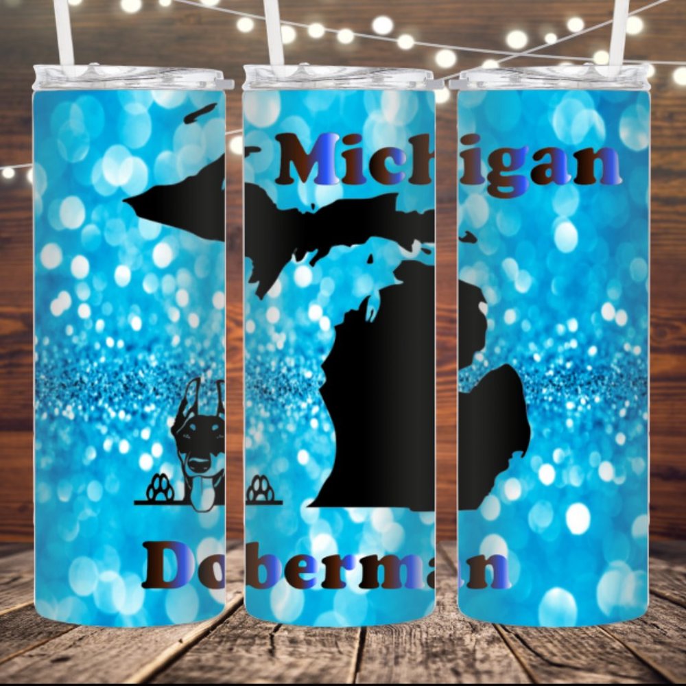 20oz Skinny Michigan Doberman Tumbler